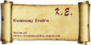 Kvassay Endre névjegykártya